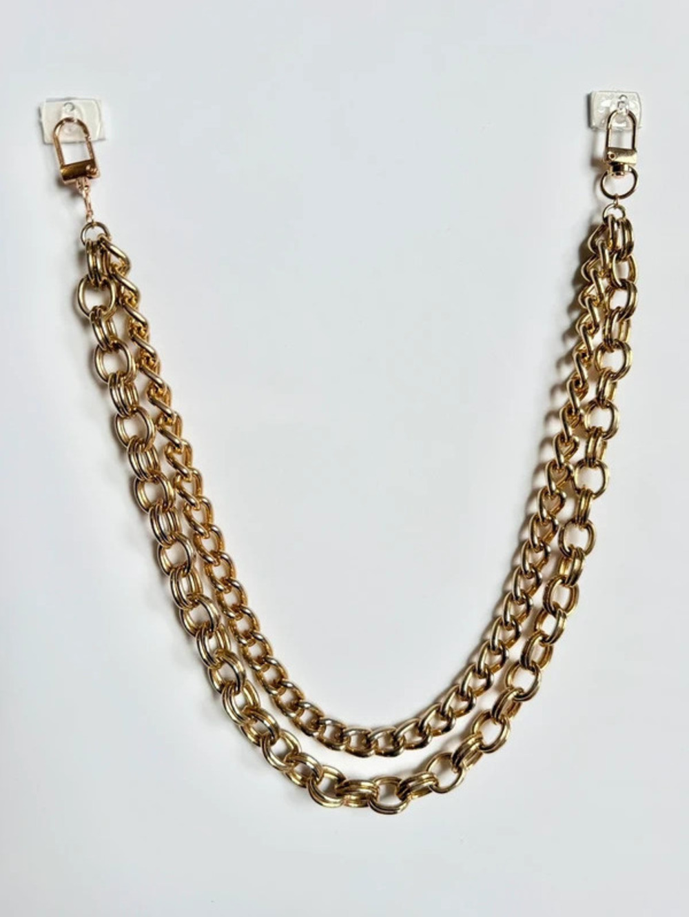 Vintage Gold Tone Double Chain Purse Charm Handbag Charm 17" SKUC9